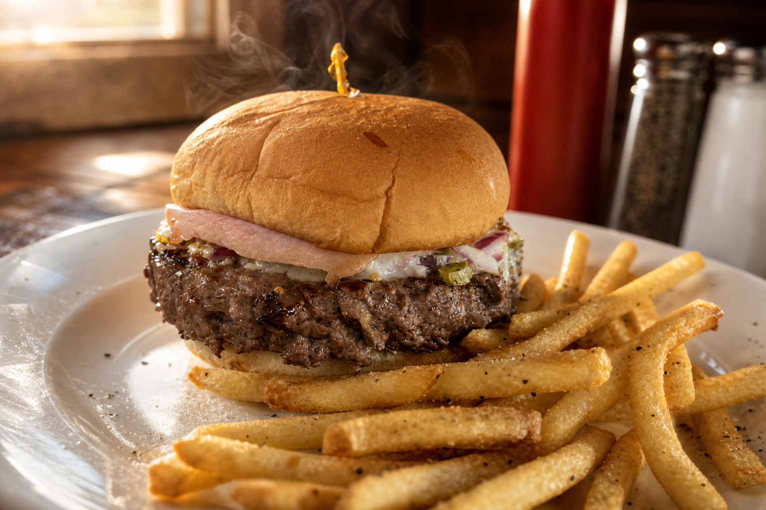 Enhanced concept artwork based on H&H Lakeview's real burger